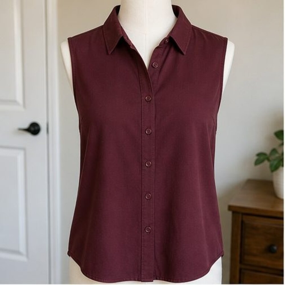 Burgundy Button Blouse